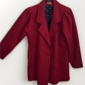 Vintage Worthington Red Wool Pea Coat Women's Size 14 90s Classic Chic USA 🇺🇸